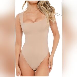 Popilush Women's Nude Square Neck Shapewear Tummy Control Bodysuit Size XXL